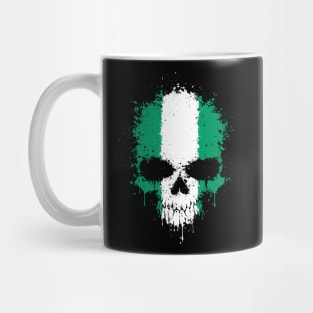 Chaotic Nigerian Flag Splatter Skull Mug